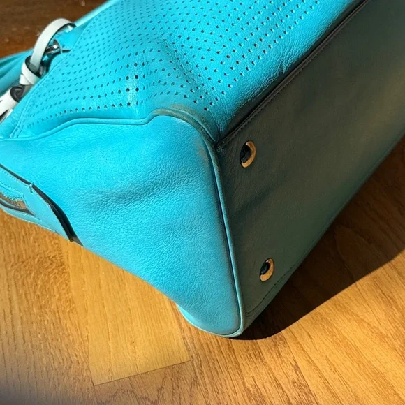 COACH Legacy Haley Perforated Satchel Bag Robin Blue Hangtag Style # 23577 - Picture 11 of 16